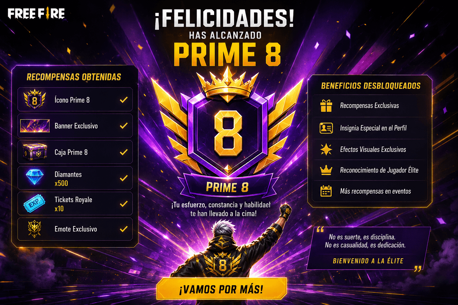 Cómo subir a Prime 8 en Free Fire: guía completa para avanzar más rápido