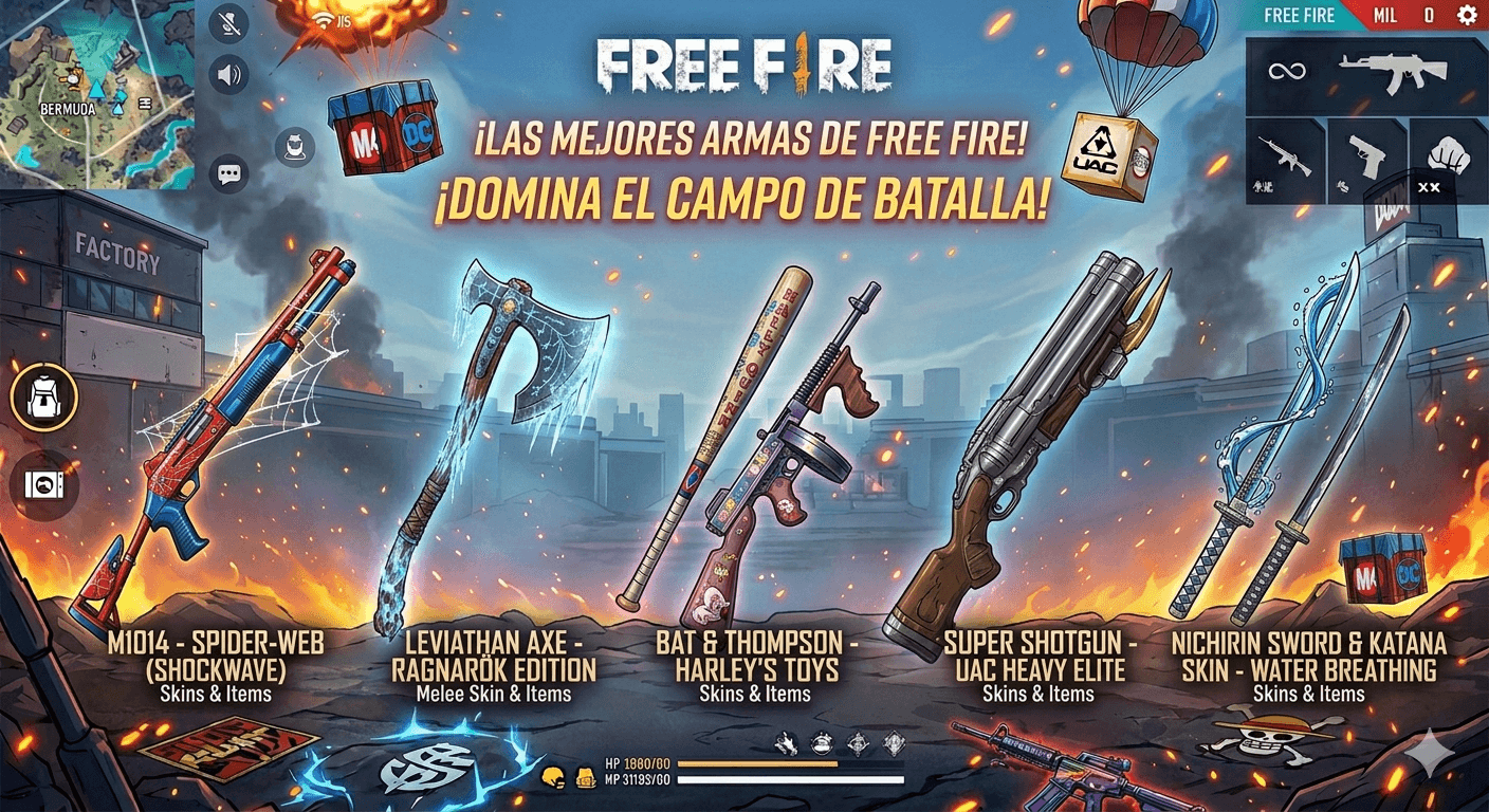 Guía completa de armas en Free Fire y cómo utilizarlas correctamente