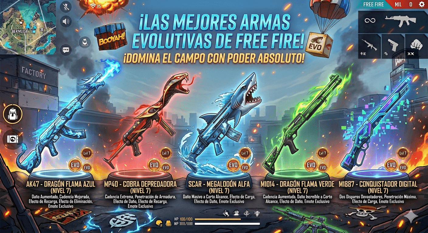 Guía completa de armas en Free Fire y cómo utilizarlas correctamente